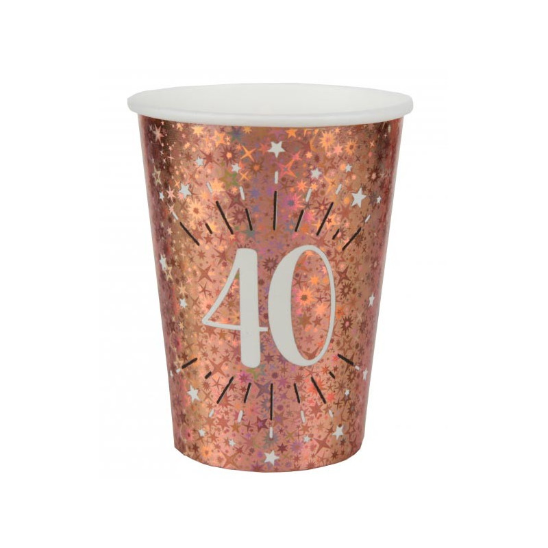 Gobelets anniversaire en carton 40 ans rose gold Gobelets anniversaire en carton 40 ans rose gold