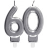 Bougie d'anniversaire 60 ans couleur argent