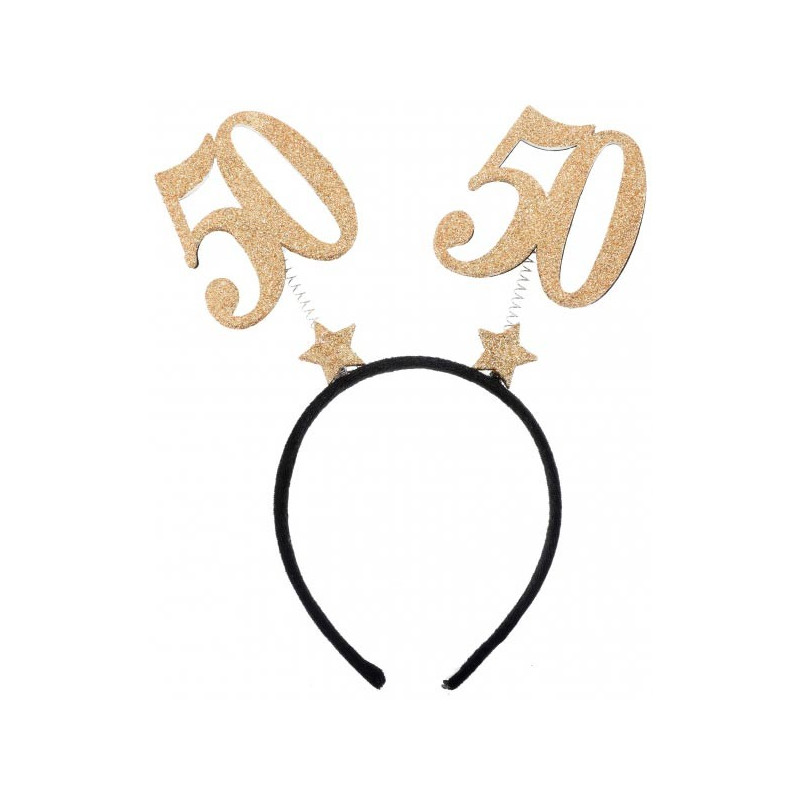 Serre-tête anniversaire noir et or 50 ans