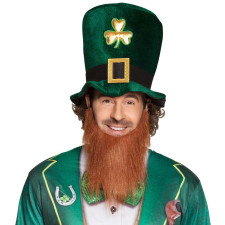 Chapeau vert Saint Patrick trèfle avec barbe