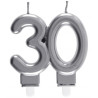 Bougie anniversaire âge 30 ans argent Bougie anniversaire âge 30 ans argent