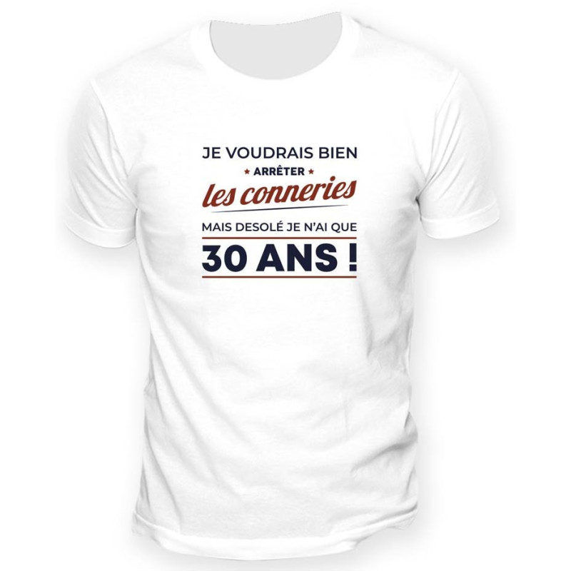 Tee-shirt 40 ans Anniversaire Femme Blanc S, M et L
