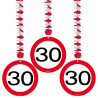 Lot de 3 suspensions 30 ans rouges et blanches