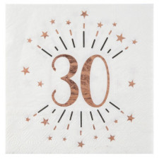 Serviettes en papier 30 ans rose gold pour anniversaire