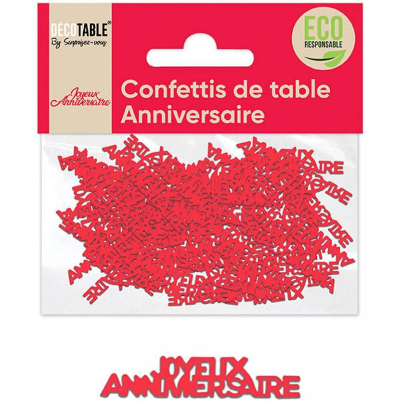 Confettis de table anniversaire rouge en papier