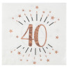 Serviettes en papier 40 ans blanc/rose gold pour anniversaire Serviettes en papier 40 ans blanc/rose gold pour anniversaire