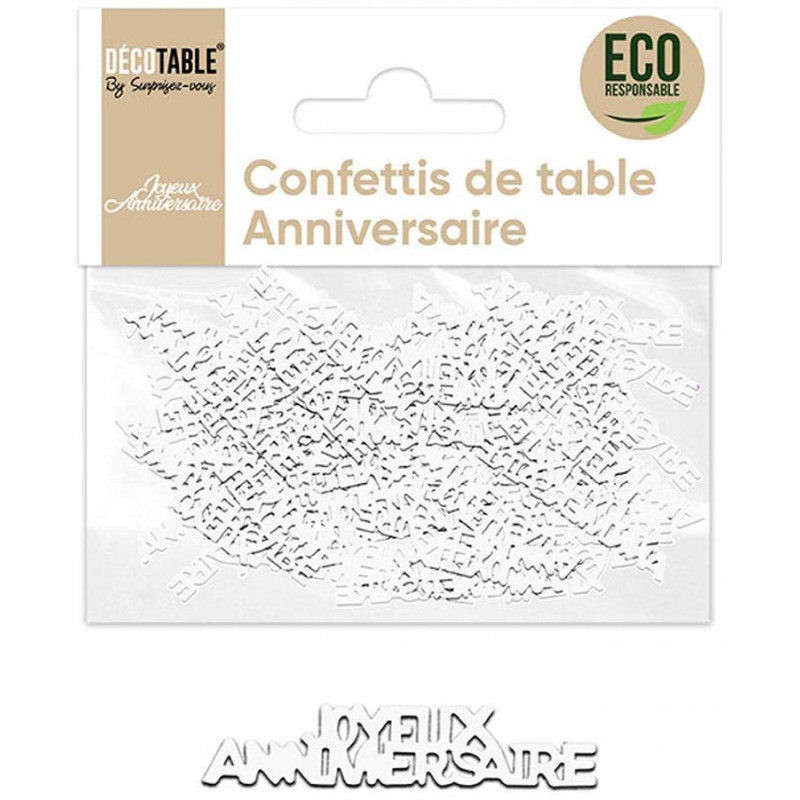 Confettis de table anniversaire blancs en papier