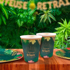 Gobelets de départ à la retraite en carton thème tropical
