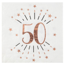 Serviettes en papier anniversaire 50 ans rose gold