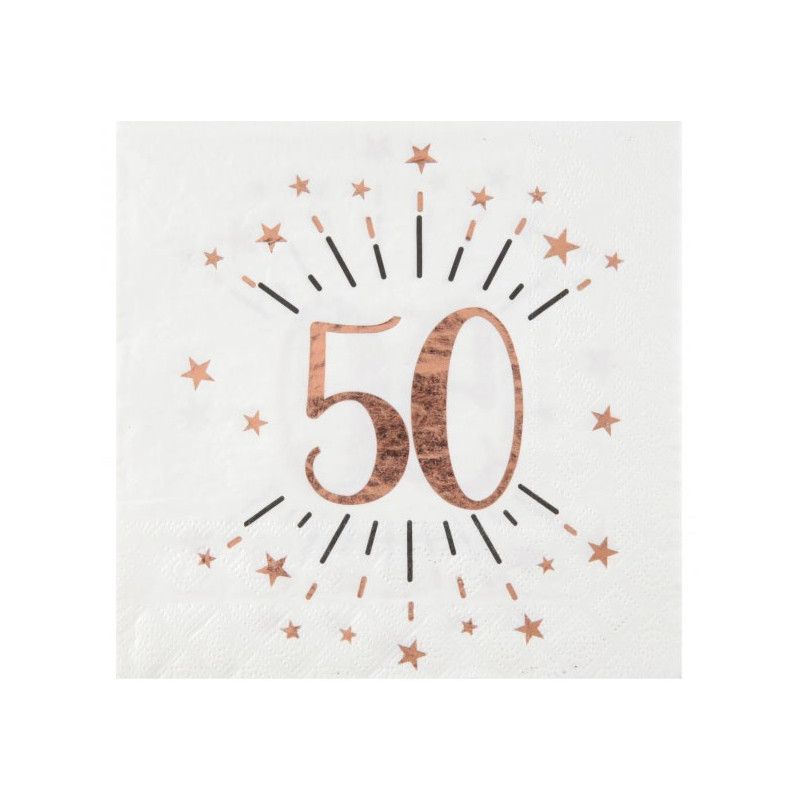 Serviettes en papier anniversaire 50 ans rose gold