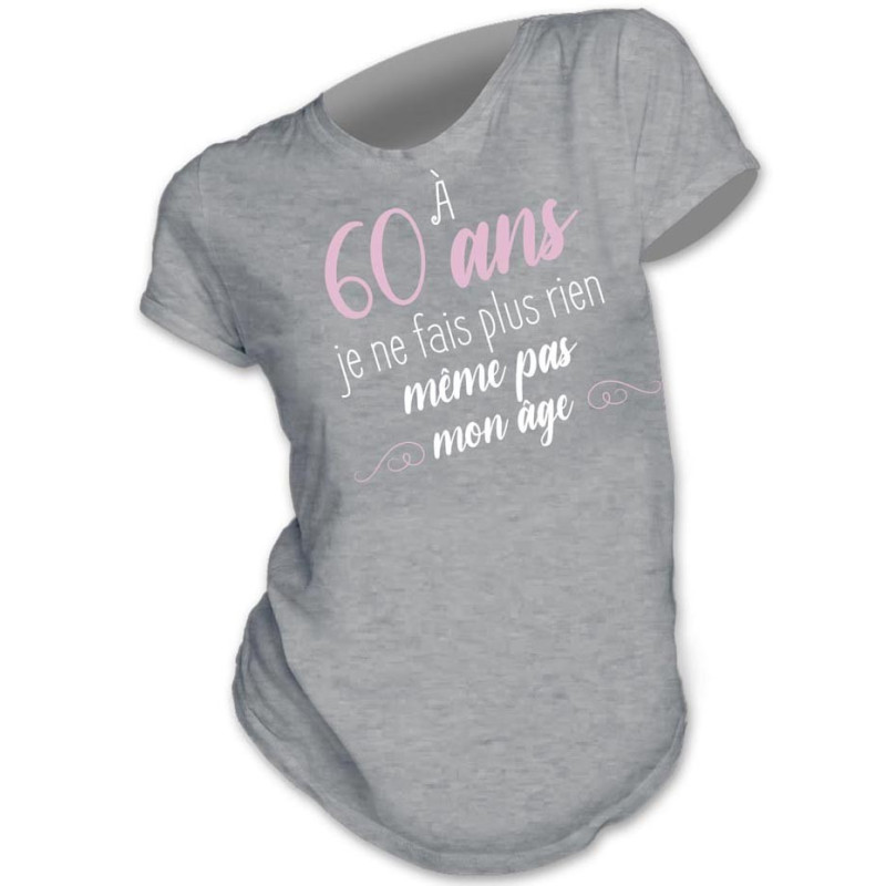 Tee-shirt 60 ans Anniversaire Femme Gris S, M, L