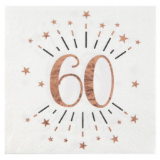 Serviettes pour anniversaire 60 ans rose gold chic