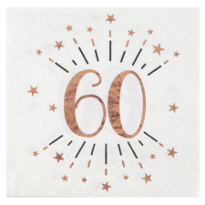 Serviettes pour anniversaire 60 ans rose gold chic
