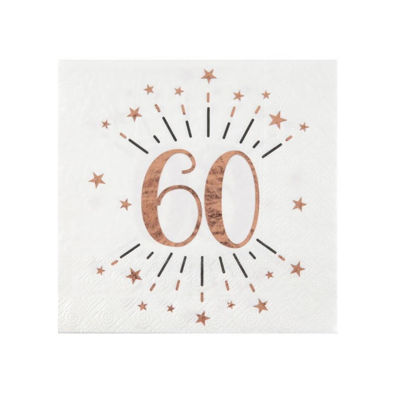 Serviettes pour anniversaire 60 ans rose gold chic