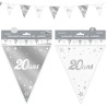 Guirlande d'anniversaire 20 ans blanc et argent Guirlande d'anniversaire 20 ans blanc et argent
