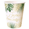 Verres d'anniversaire en carton sur le thème tropical dorés et verts