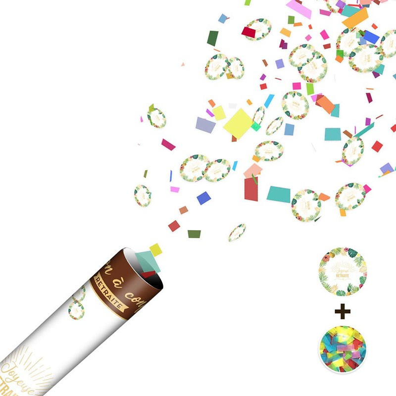 Canon à confettis pour départ à la retraite