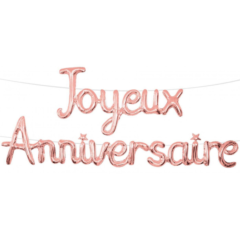 Guirlande joyeux anniversaire ballon rose gold