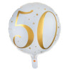 Ballon anniversaire 50 ans hélium blanc et or