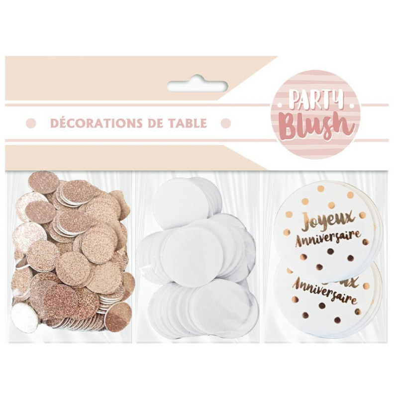 Confettis anniversaire rose gold pour décoration de table