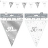 Guirlande fanion argent pour anniversaire 50 ans Guirlande fanion argent pour anniversaire 50 ans