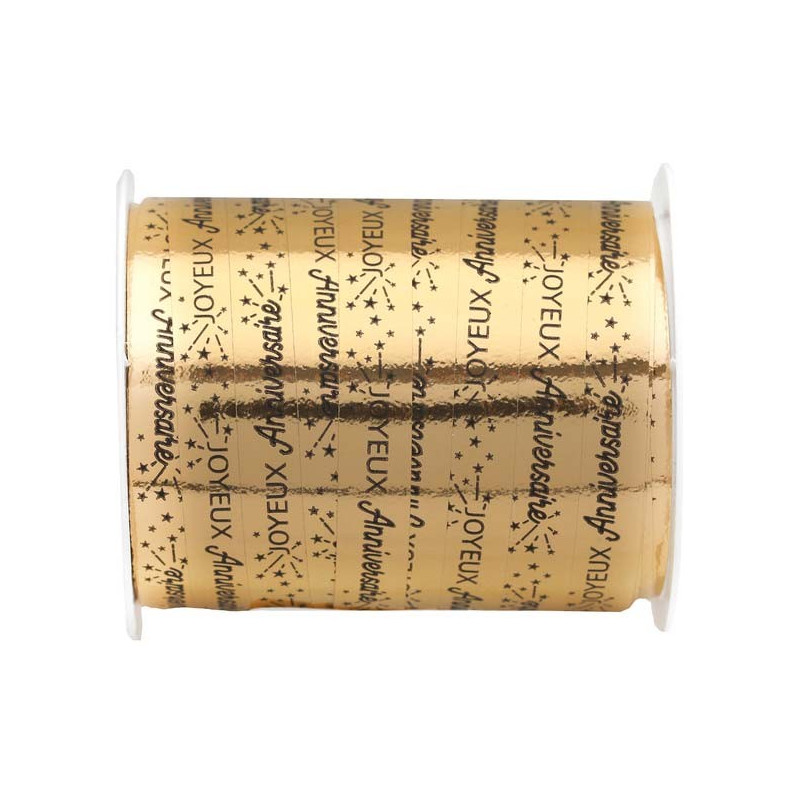 Bolduc joyeux anniversaire noir et or