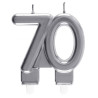 Bougie 70 Ans Argent Anniversaire avec deux mèches | Tralala-Fêtes.fr Bougie 70 Ans Argent Anniversaire avec deux mèches | Tralala-Fêtes.fr