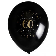 Ballons d'anniversaire 60 ans noir et doré