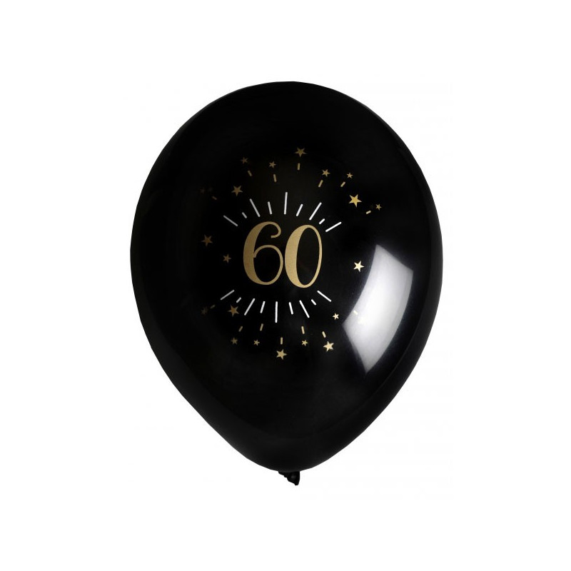Ballons d'anniversaire 60 ans noir et doré
