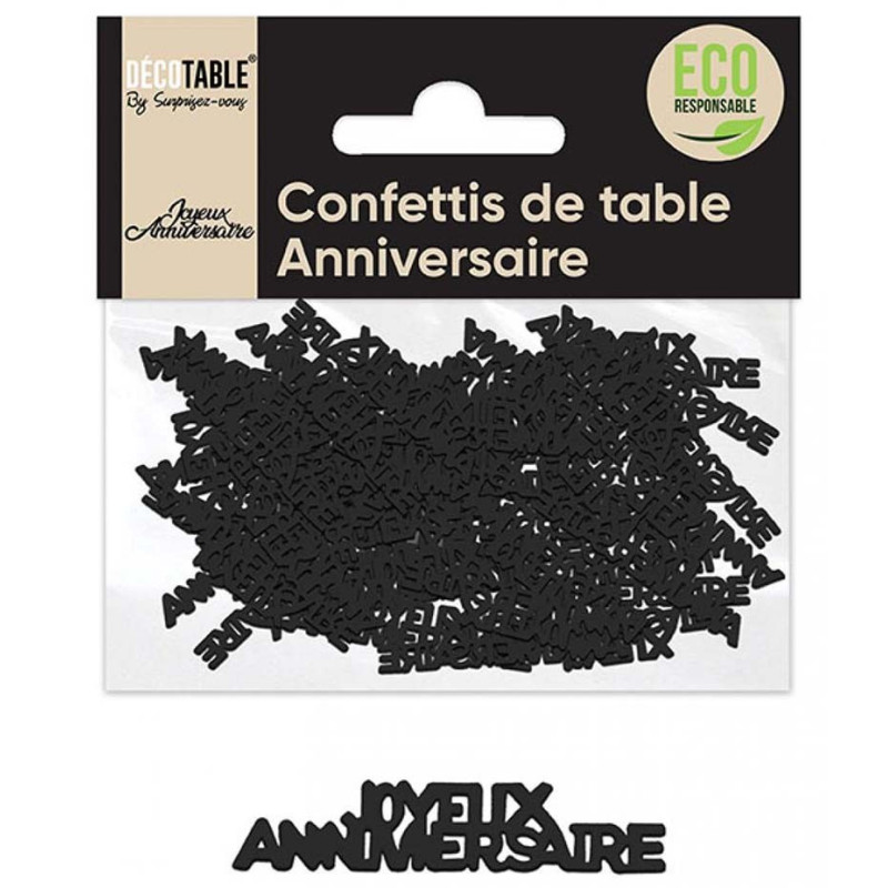 Confettis de table d'anniversaire noirs pour décoration