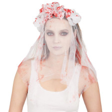 Accessoire voile de mariée sanglant pour Halloween