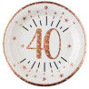 Assiettes jetables d'anniversaire 40 ans en carton rose gold Assiettes jetables d'anniversaire 40 ans en carton rose gold