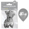 Ballons 50 ans pour décoration d'anniversaire argent