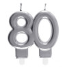 Bougie pour anniversaire 80 ans couleur argent Bougie pour anniversaire 80 ans couleur argent