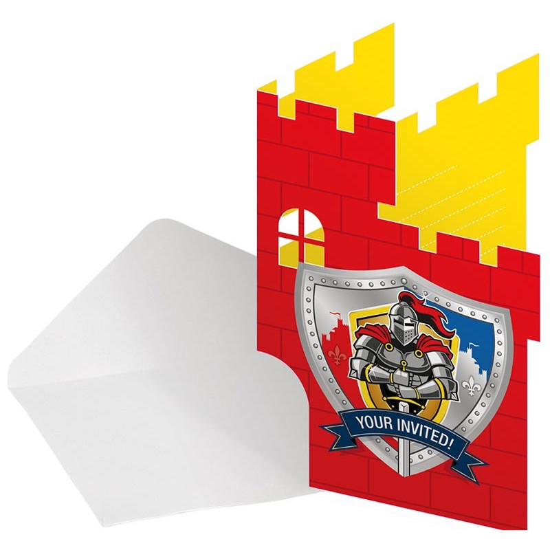 Cartons d'invitation avec enveloppes anniversaire enfant thème chevalier