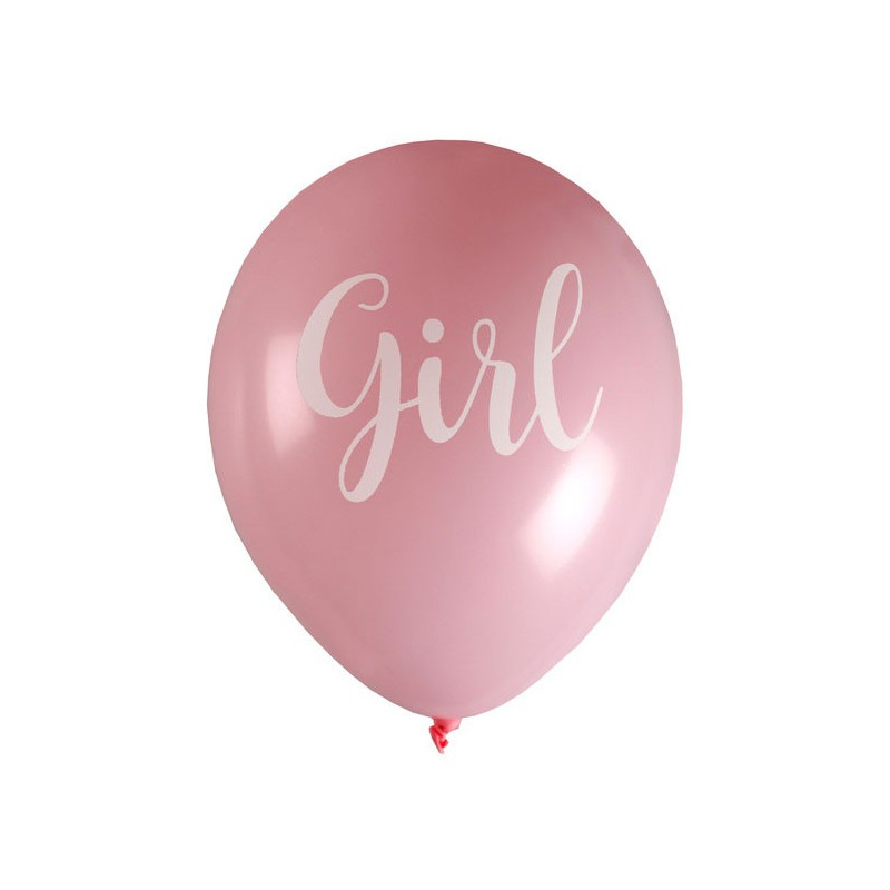 Ballon Girl Rose Latex 23 cm Baby Shower Fille x8