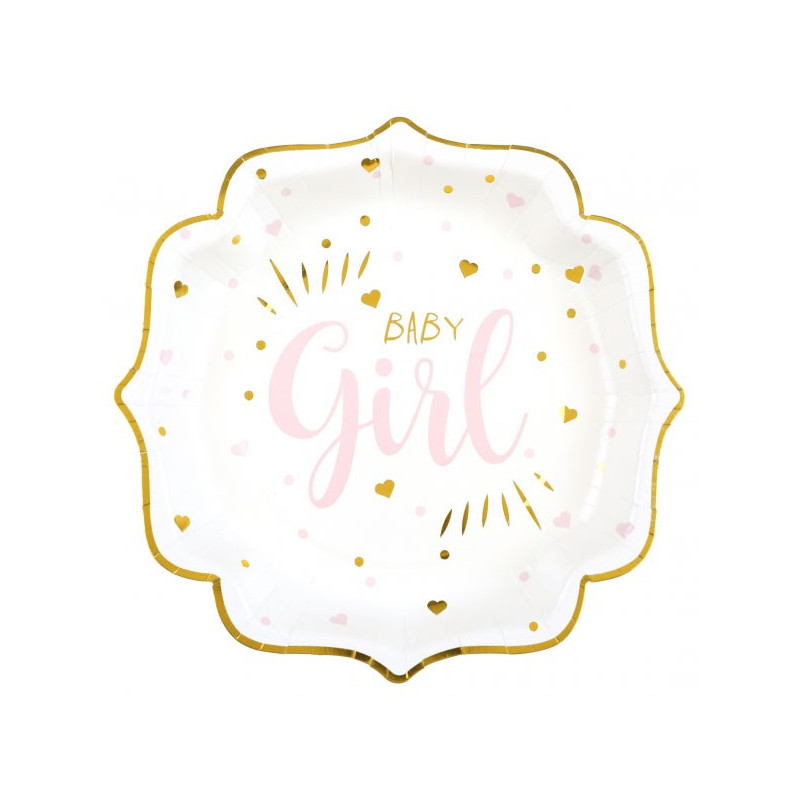 Assiettes baby shower girl roses en carton