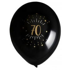 Ballons d'anniversaire 70 ans noir et or