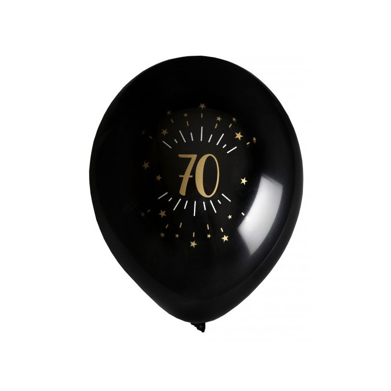 Ballons d'anniversaire 70 ans noir et or