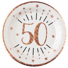 Assiettes anniversaire rose gold 50 ans