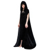 Cape de sorcière noire avec capuche effet velours pour adulte Cape de sorcière noire avec capuche effet velours pour adulte