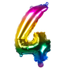 Ballon en forme de chiffre 4 couleur arc-en-ciel