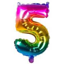 Ballon chiffre 5 multicolore anniversaire