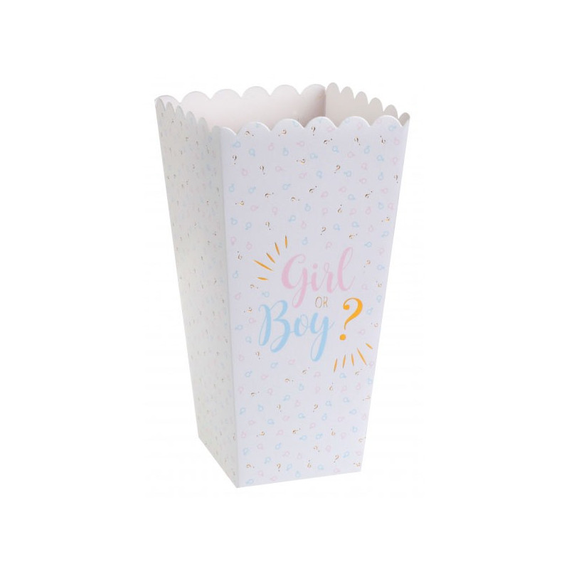 Grand cornet Gender Reveal en carton bleu, rose et or Grand cornet Gender Reveal en carton bleu, rose et or