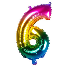 Ballon en forme de chiffre 6 couleur arc-en-ciel