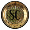 Assiettes jetables anniversaire 80 ans noir et or Assiettes jetables anniversaire 80 ans noir et or