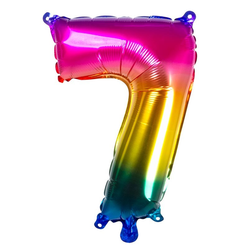 Ballon en forme de chiffre 7 multicolore anniversaire Ballon en forme de chiffre 7 multicolore anniversaire