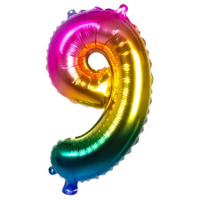 Ballon anniversaire chiffre 9 multicolore