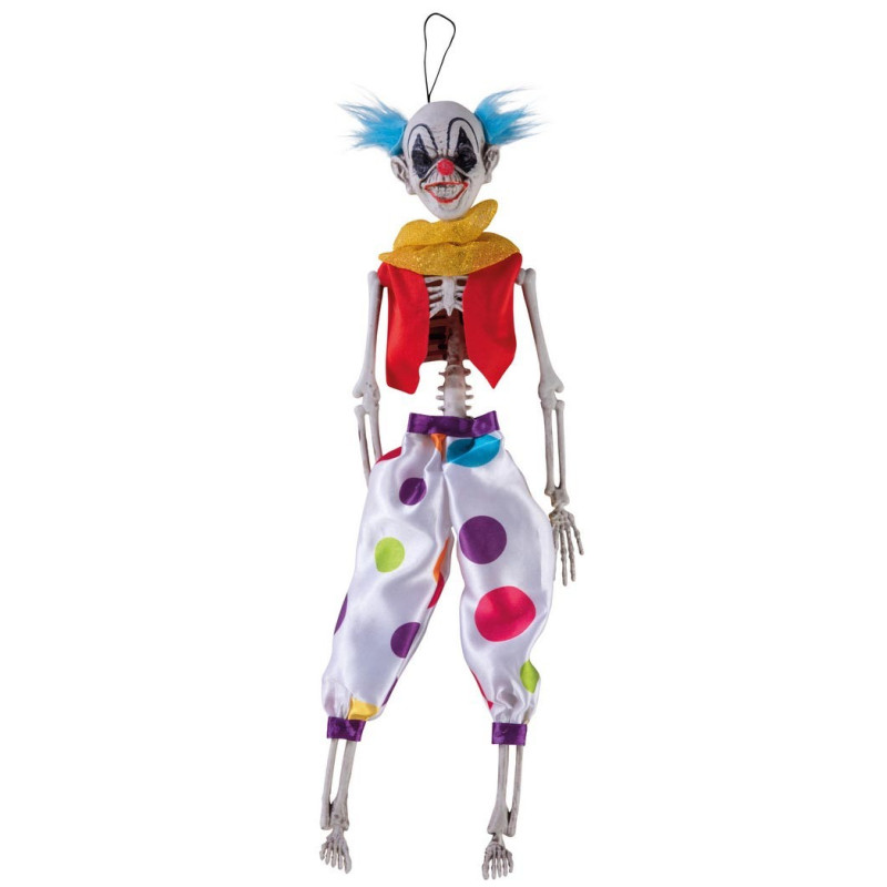 Squelette de clown à suspendre pour décoration Halloween