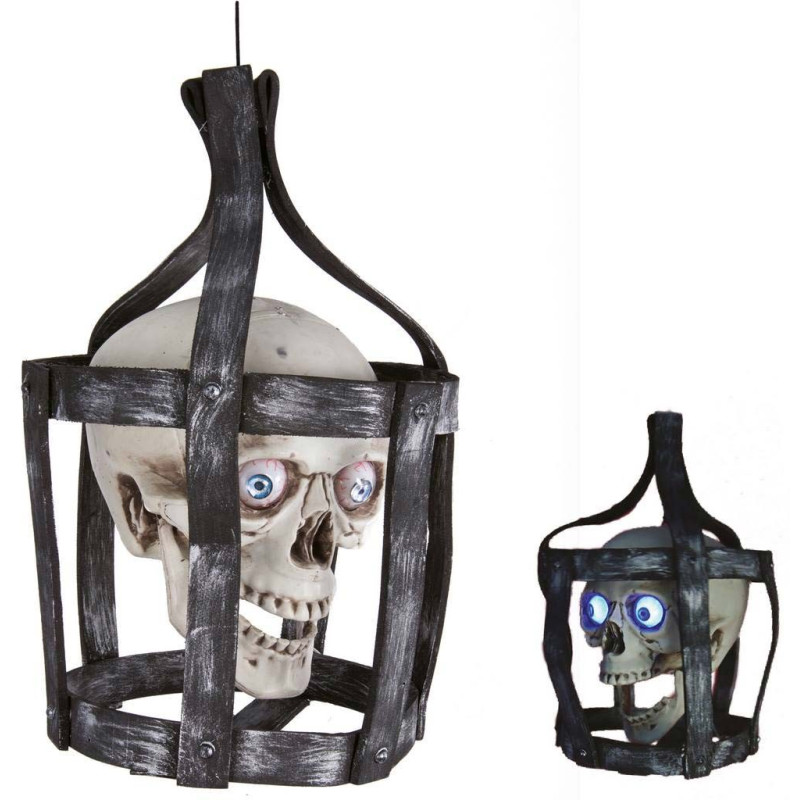 Automate tête de mort lumineuse, sonore et animée pour décoration Halloween Automate tête de mort lumineuse, sonore et animée pour décoration Halloween